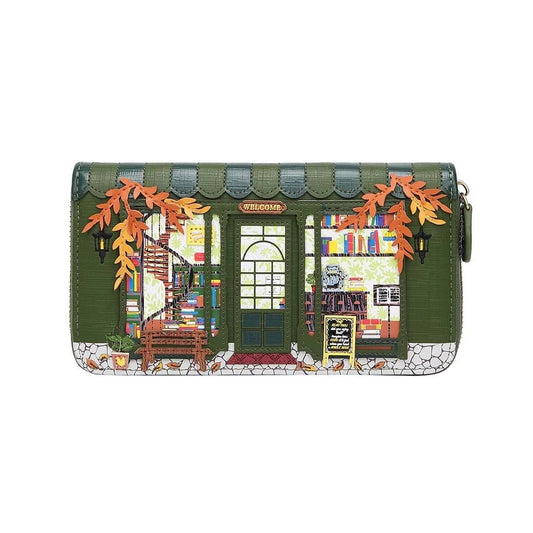 The Old Bookshop - Green Edition - Large Ziparound Wallet - Rockamilly-Bags & Purses-Vintage
