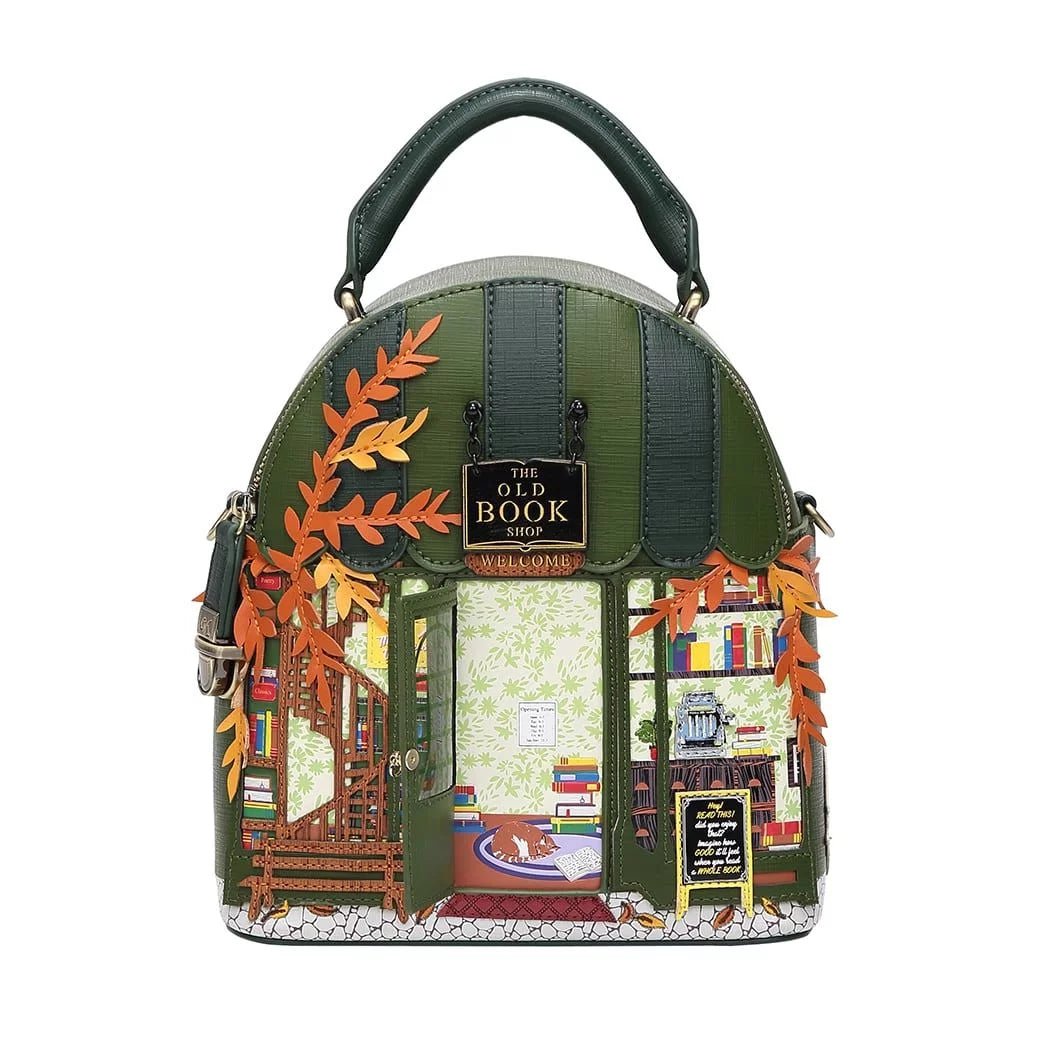 The Old Bookshop - Green Edition - Nova Mini Backpack - Rockamilly-Bags & Purses-Vintage