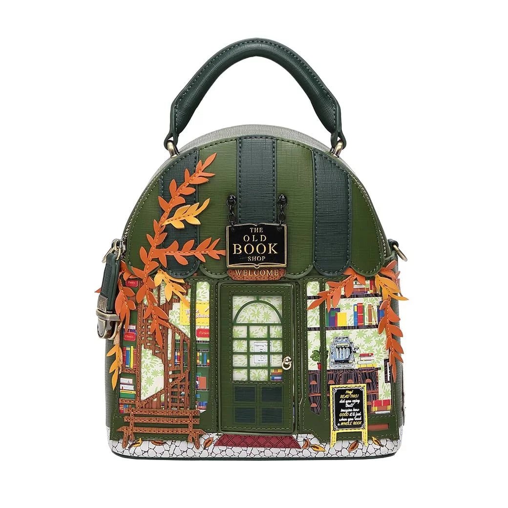 The Old Bookshop - Green Edition - Nova Mini Backpack - Rockamilly-Bags & Purses-Vintage