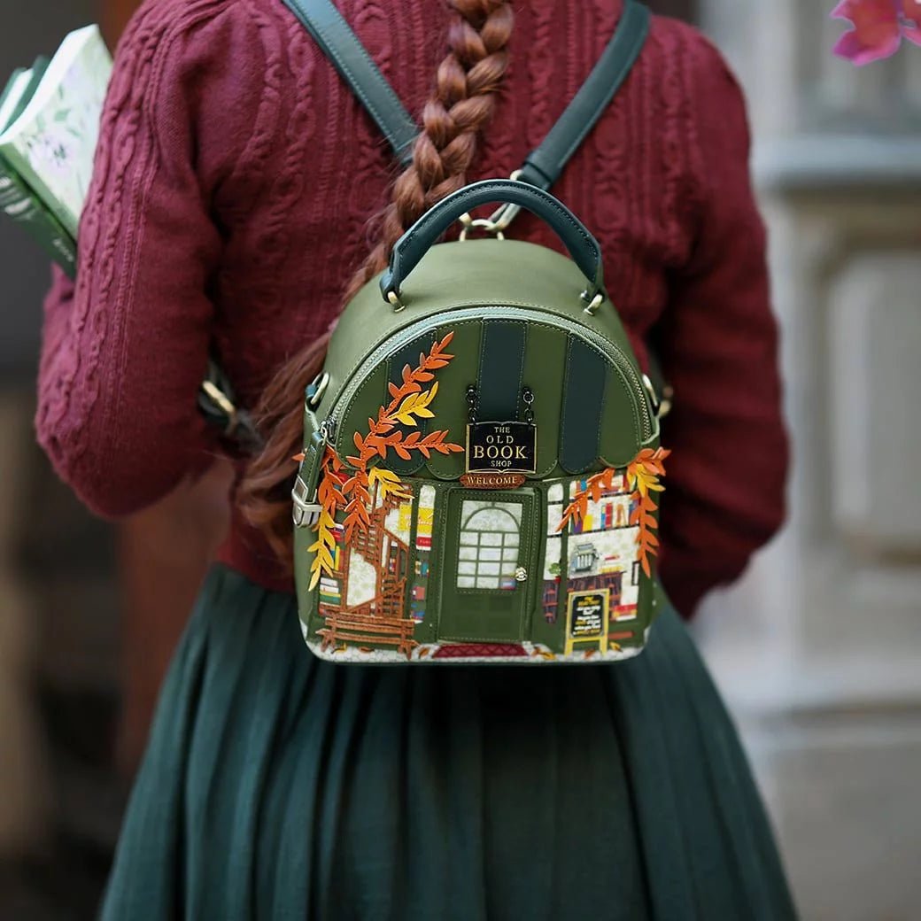 The Old Bookshop - Green Edition - Nova Mini Backpack - Rockamilly-Bags & Purses-Vintage