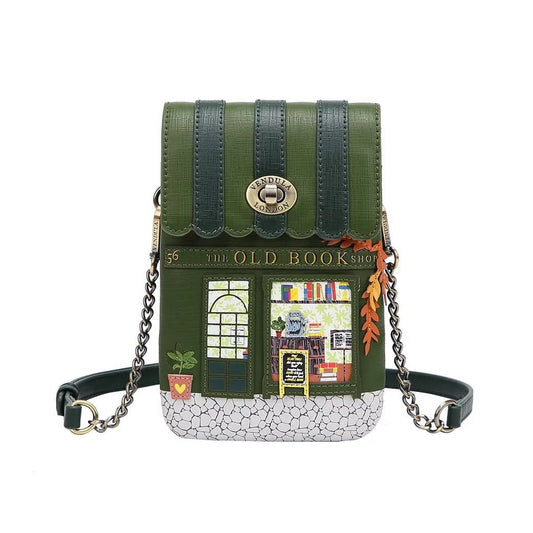 The Old Bookshop - Green Edition - Phone Pouch - Rockamilly-Bags & Purses-Vintage
