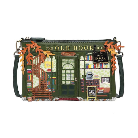 The Old Bookshop - Green Edition - Pouch Bag - Rockamilly-Bags & Purses-Vintage