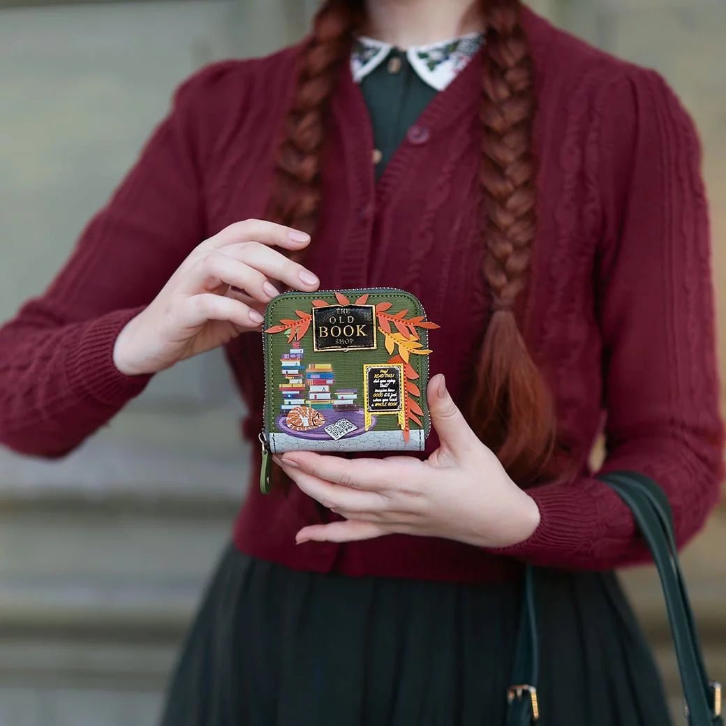 The Old Bookshop - Green Edition - Square Wallet - Rockamilly-Bags & Purses-Vintage