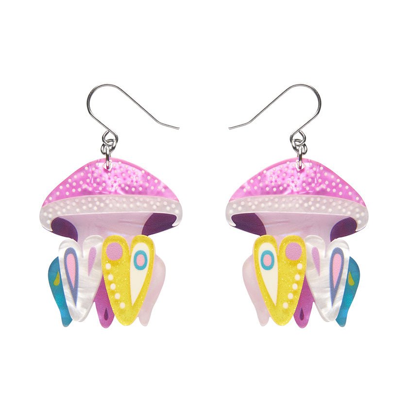 The Whimsical White Spotted Jellyfish Drop Earrings - Rockamilly-Jewellery-Vintage