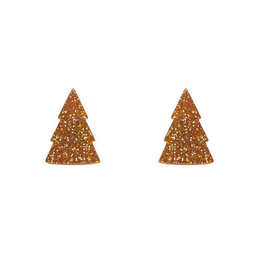 Tree Glitter Resin Stud Earrings - Gold - Rockamilly-Jewellery-Vintage