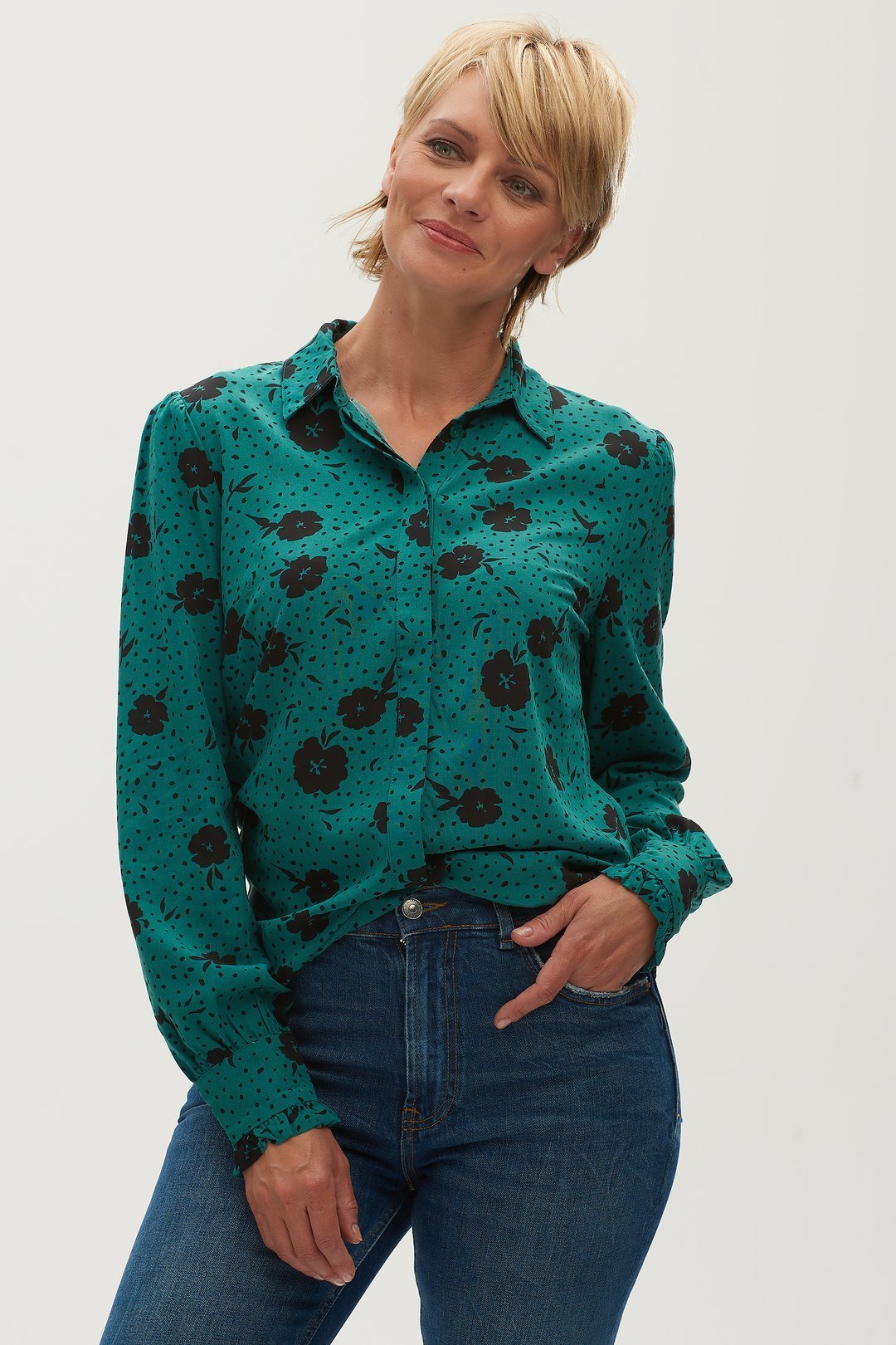 Vanessa Shirt - Floral Dash - Rockamilly-Tops-Vintage