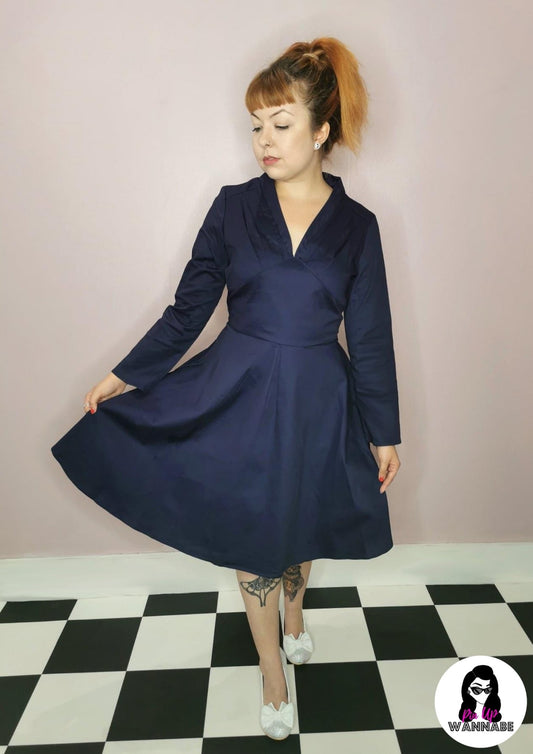 Vera Lynn Navy Dress - Rockamilly-Dresses-Vintage