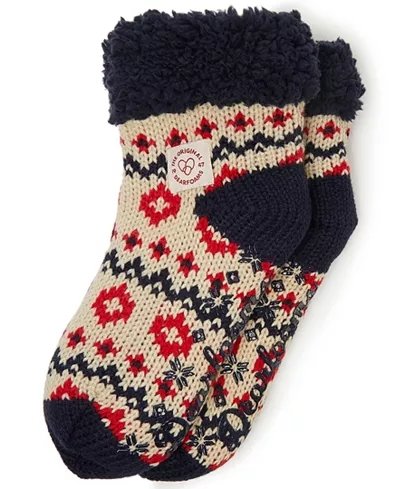 Women's Chunky Knit Blizzard Slipper Sock - Latte - Rockamilly-Accessories-Vintage