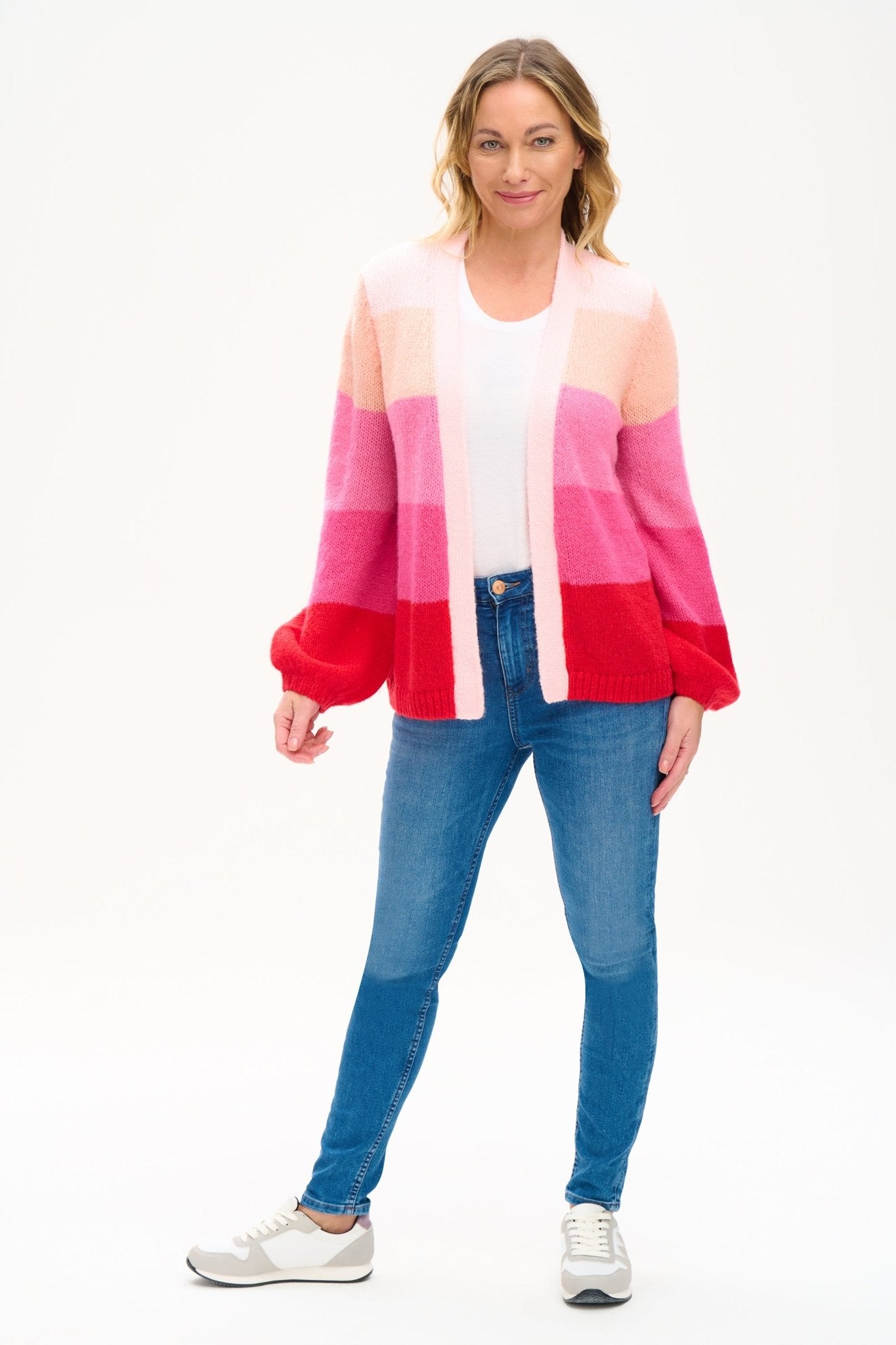 Yvette Cardigan - Pink Ombré Stripe - Rockamilly-Knitwear-Vintage