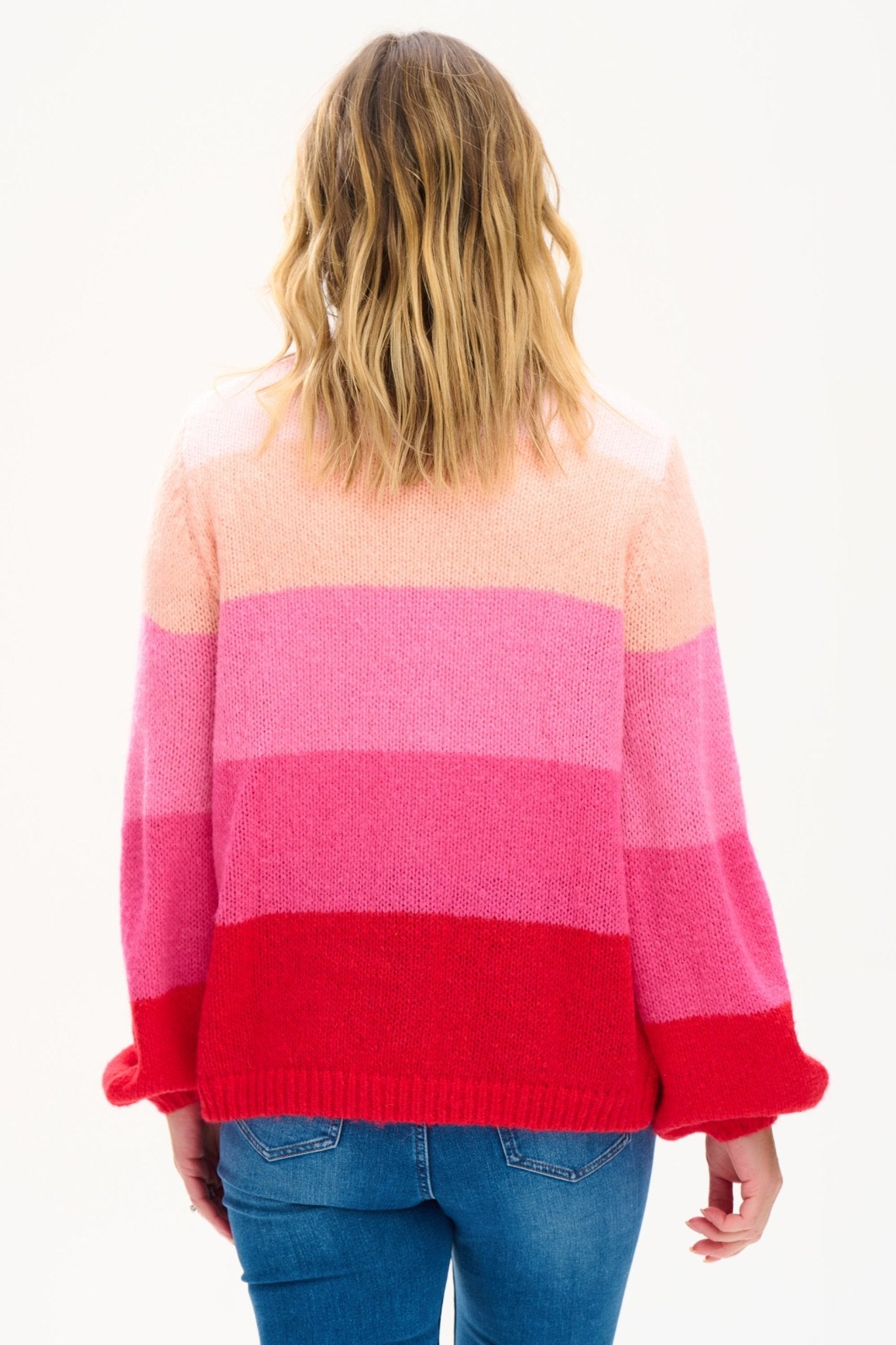 Yvette Cardigan - Pink Ombré Stripe - Rockamilly-Knitwear-Vintage