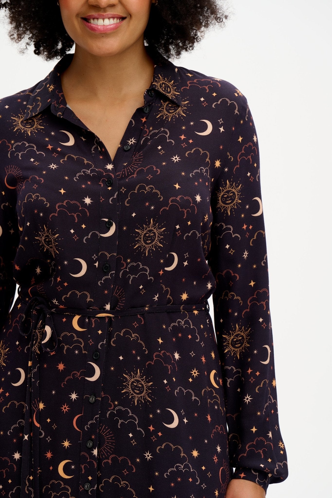Zadie Shirt Dress - Black Celestial Nights - Rockamilly-Dresses-Vintage